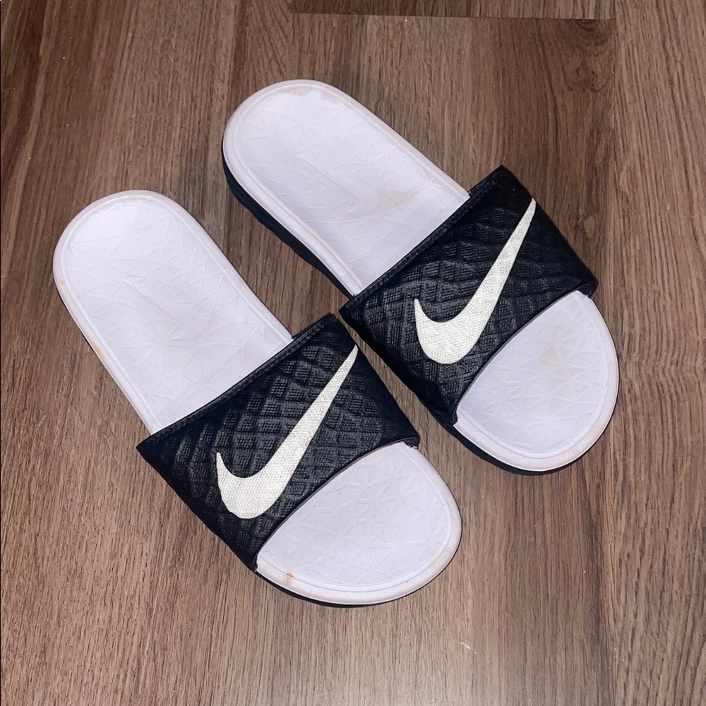 Nike Black and White Slide Sandals